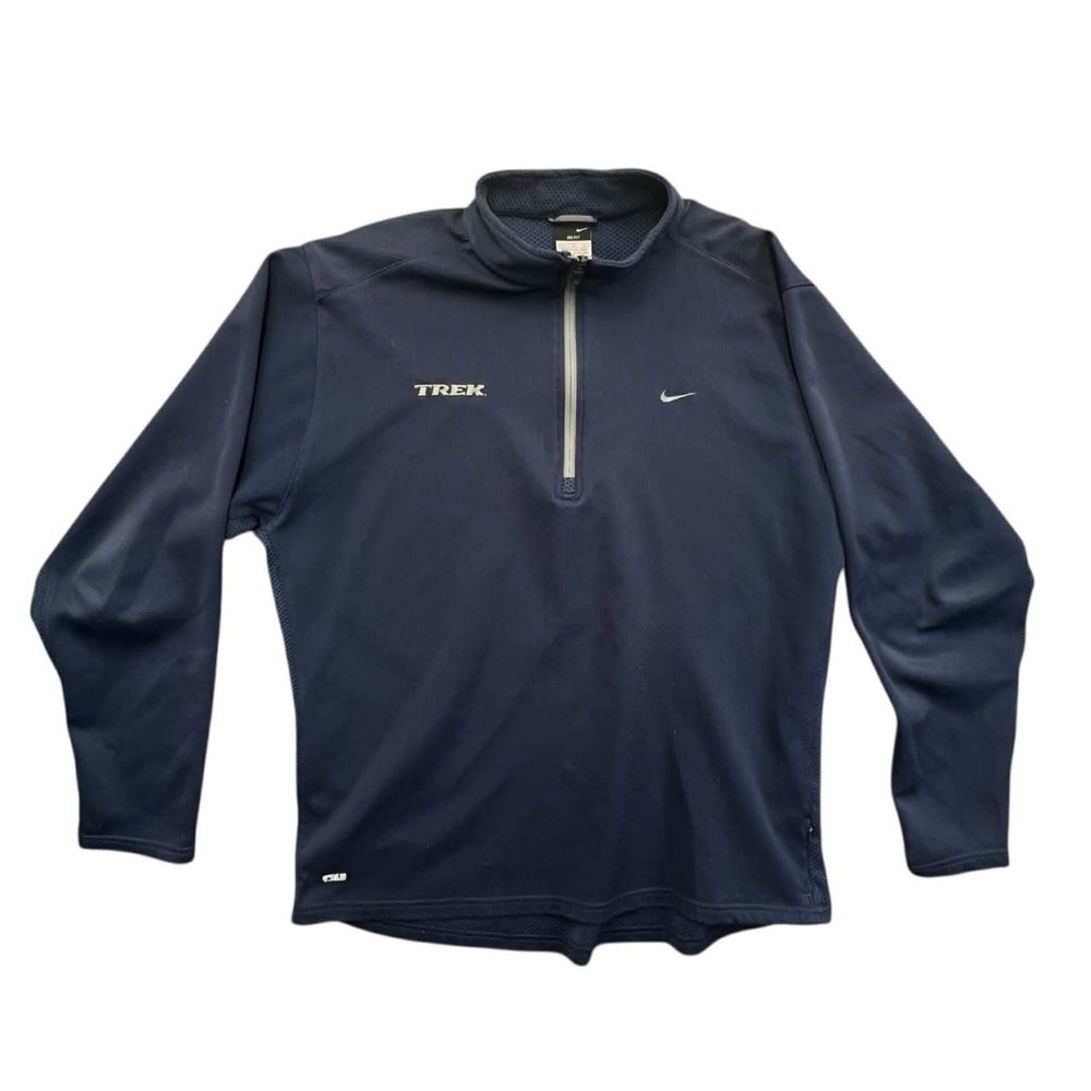 Nike Trek Dri Fit Quarter Zip Pullover Long‎ Sleeve Mens Large Navy Blue